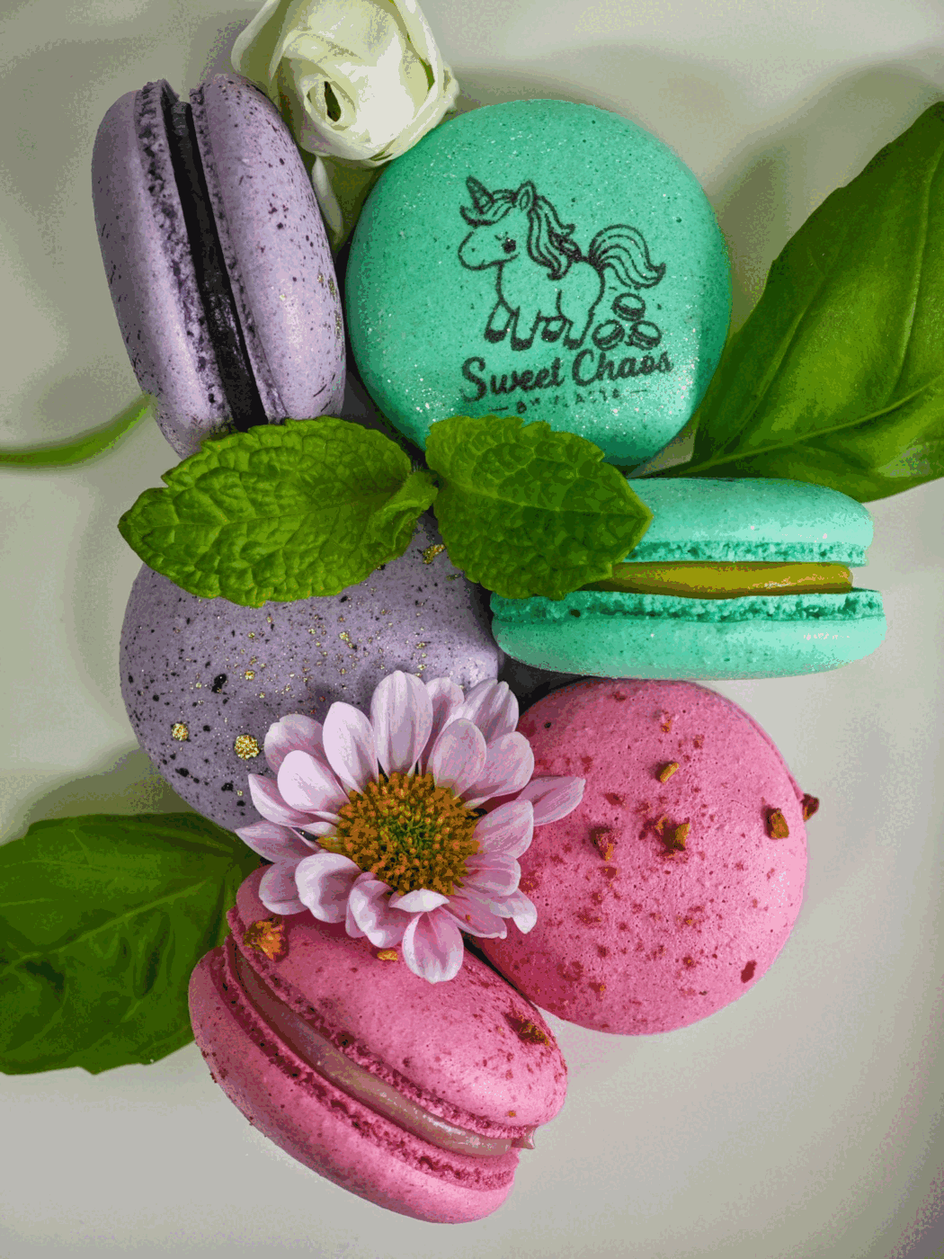 Barevné makronky v dárkové krabičce